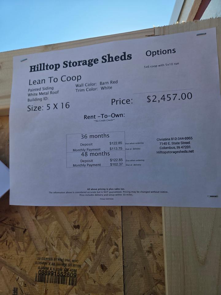 5x6 Lean to Chicken Coop with 10' run - photo 7